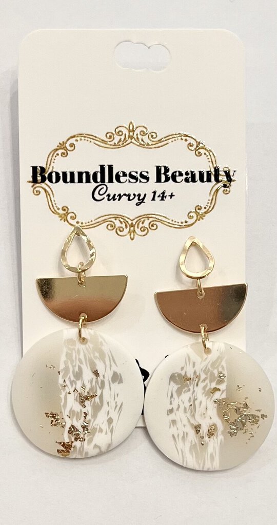 Gold White Speckle Earring