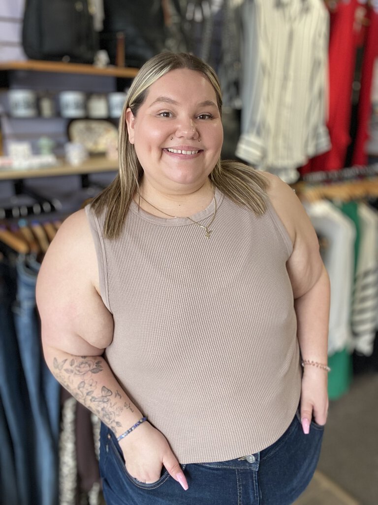 Waffle knit tank top Dex Plus 3x
