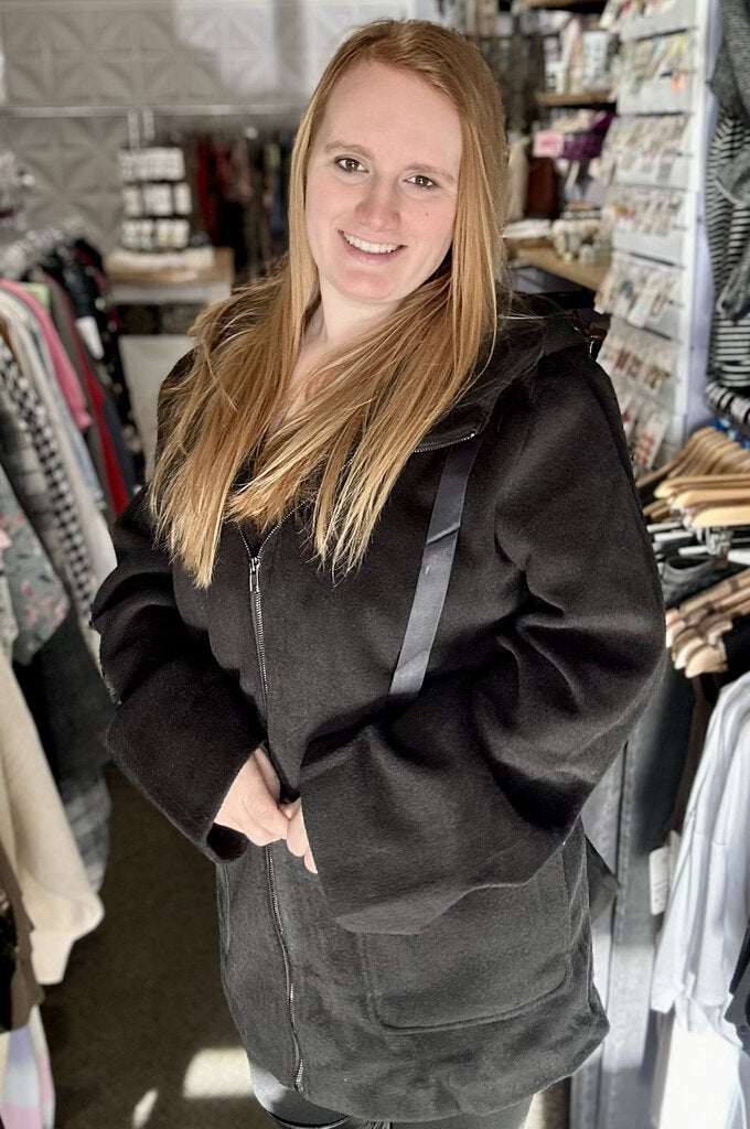 Zipper front hooded coat 3x