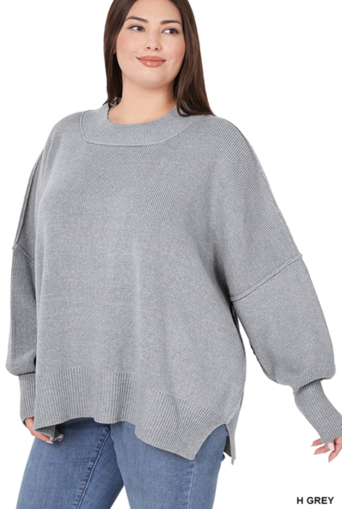 Side slit oversized sweater 2X/3X