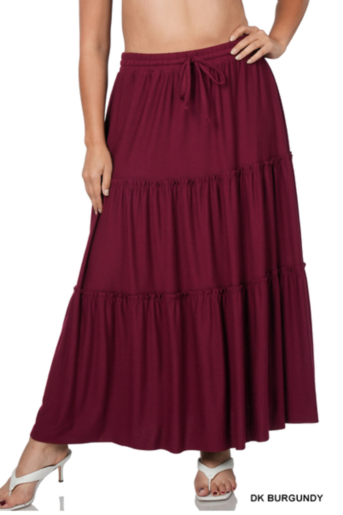 Tired Ruffle Raw Hem Skirt 3X
