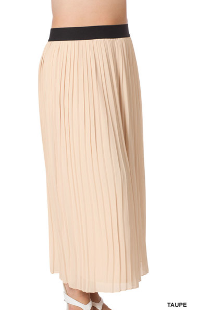 Woven chiffon high waist pleated long skirt 1X