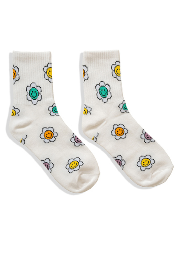 Smile flower art work socks