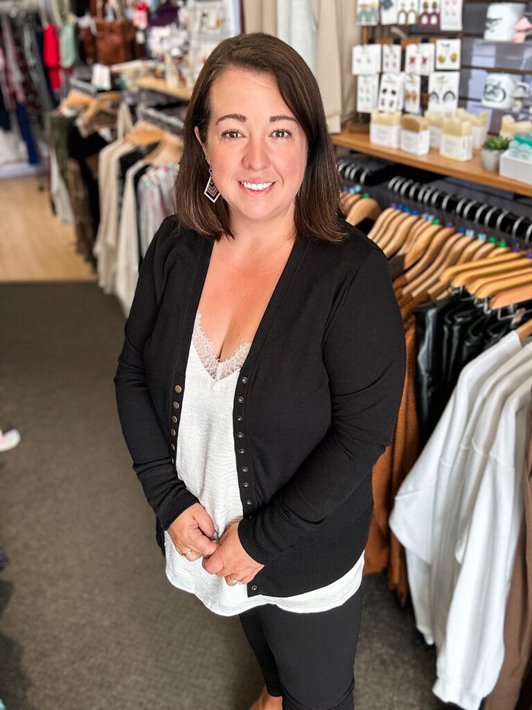 Snap Button Long Sleeve Mid Length Cardigan 1X