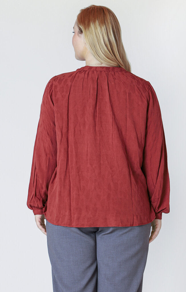 Half Placket Jacquard Blouse-Dex Plus Size XL
