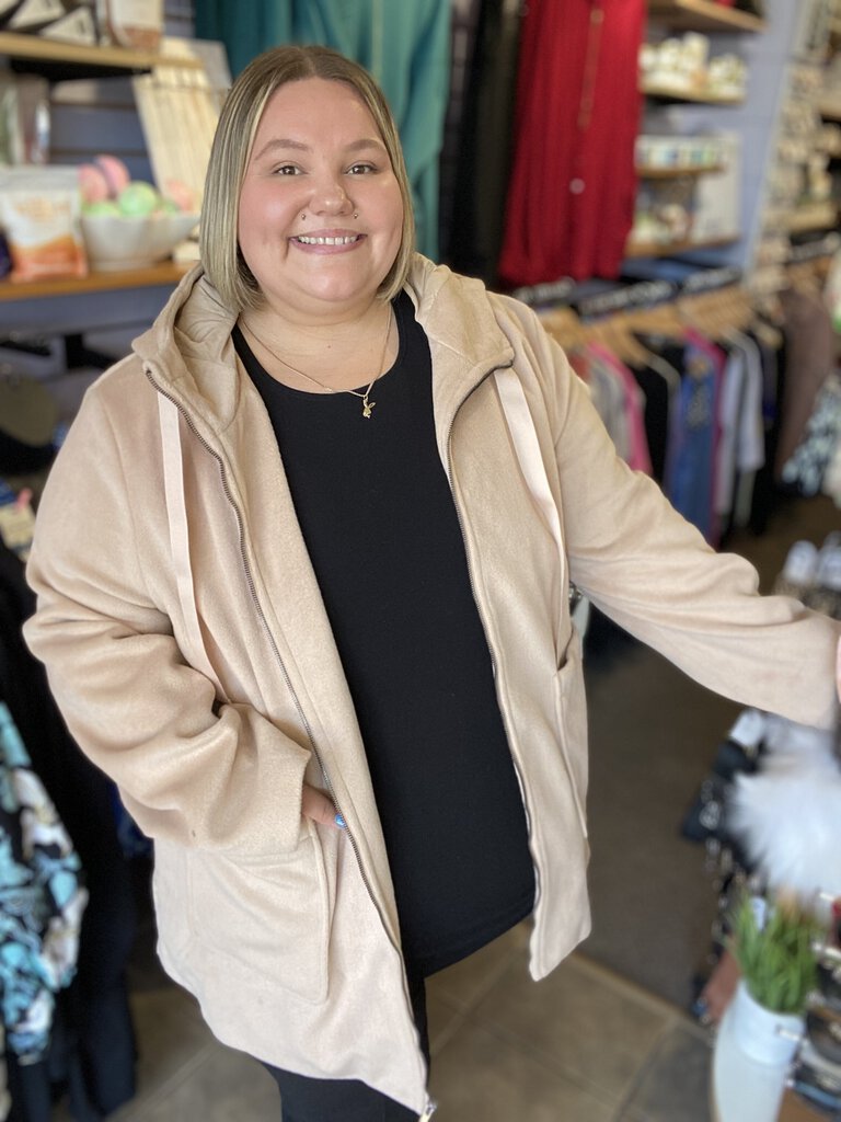 Zipper front hooded coat 2x