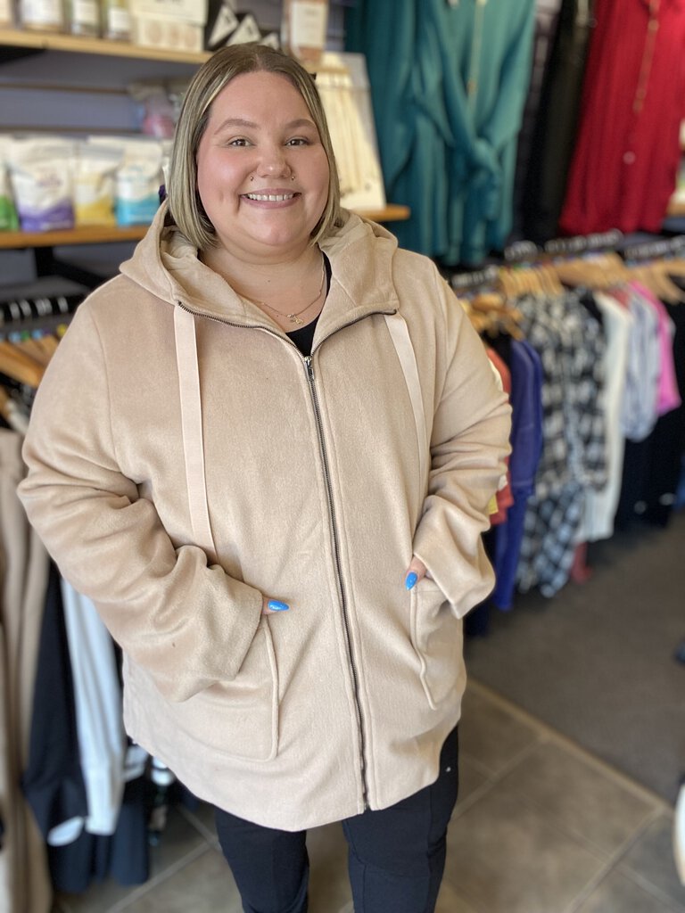 Zipper front hooded coat 3x