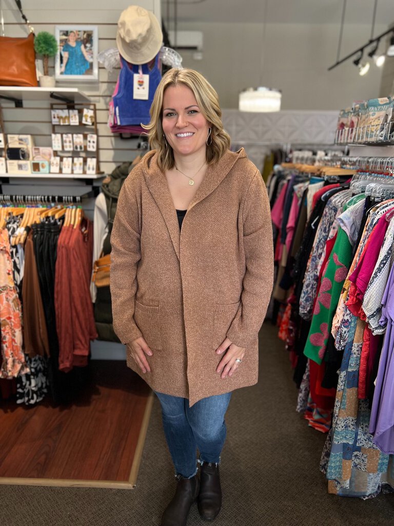 Hooded open front sweater cardigan 3X