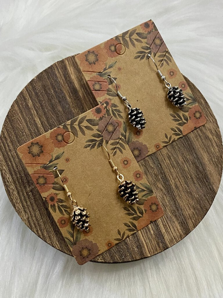 Pinecone Earrigs-Silver