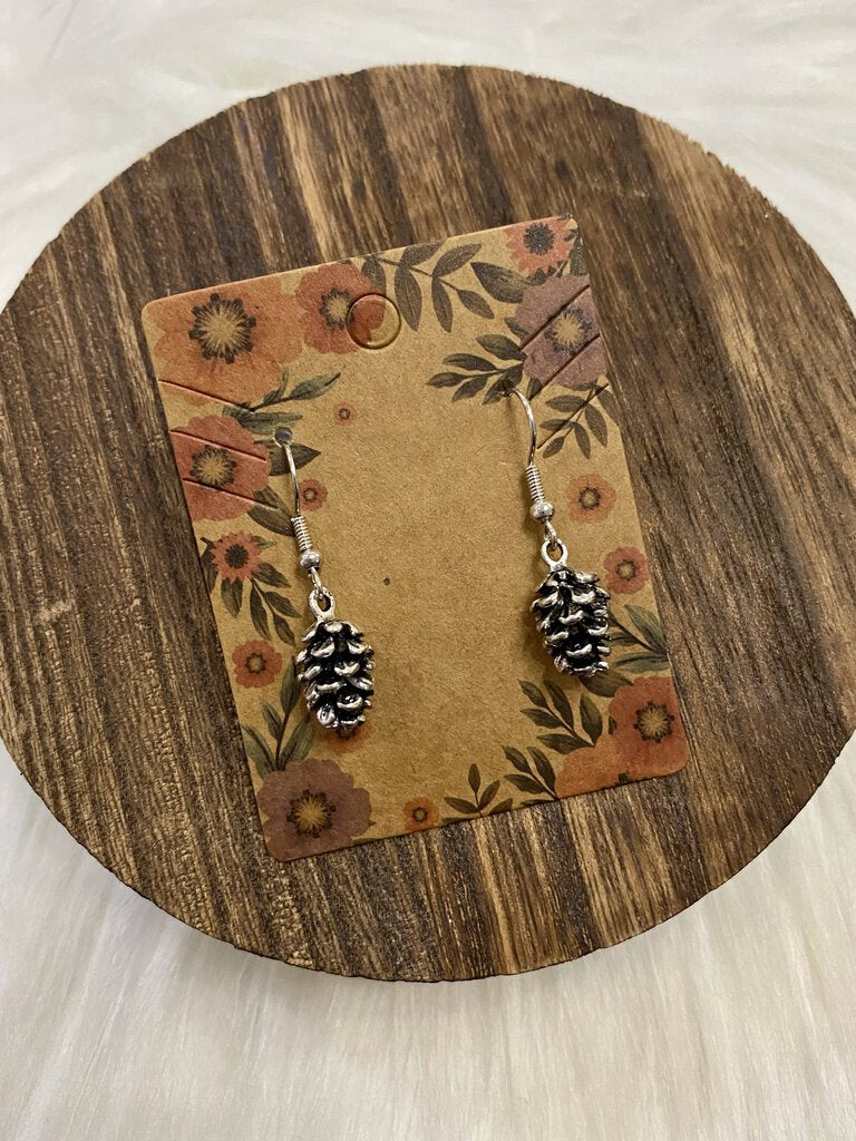 Pinecone Earrigs-Silver