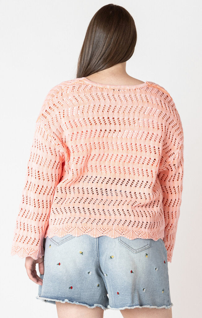 V-neck Crochet Sweater- Dex plus 1X