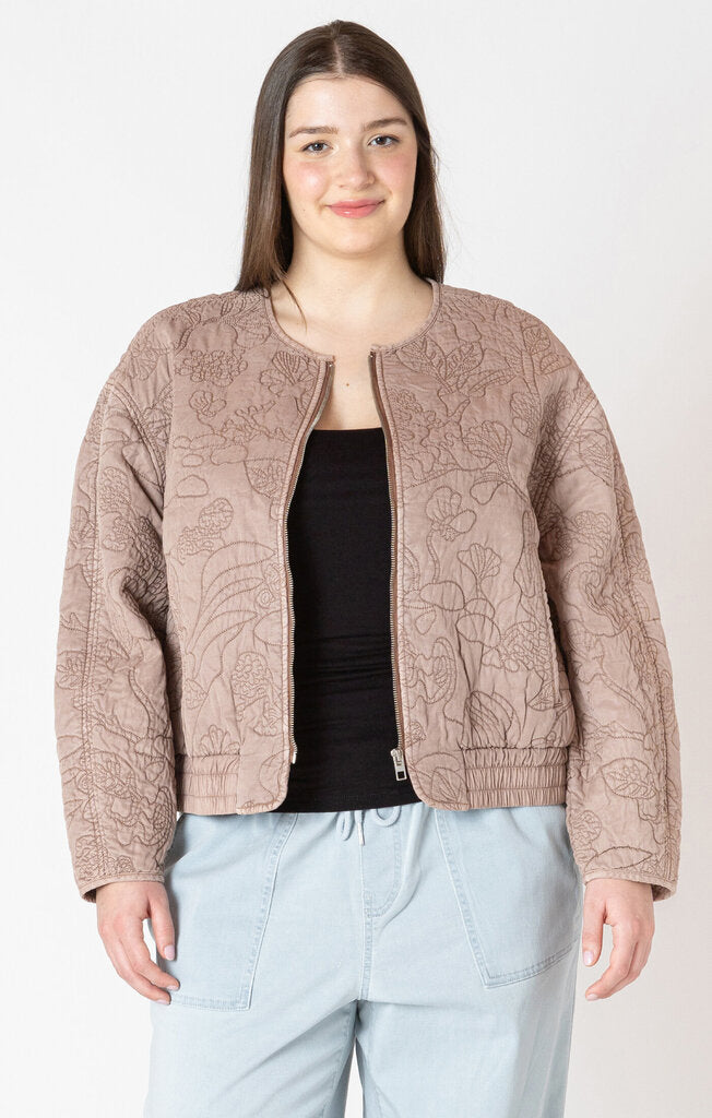 Floral Quilted Bomber Jacket 2X