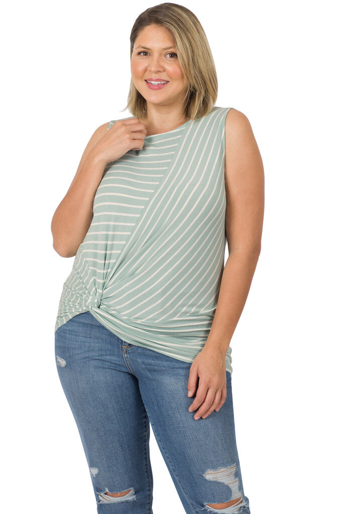 Striped front knot tank 2X