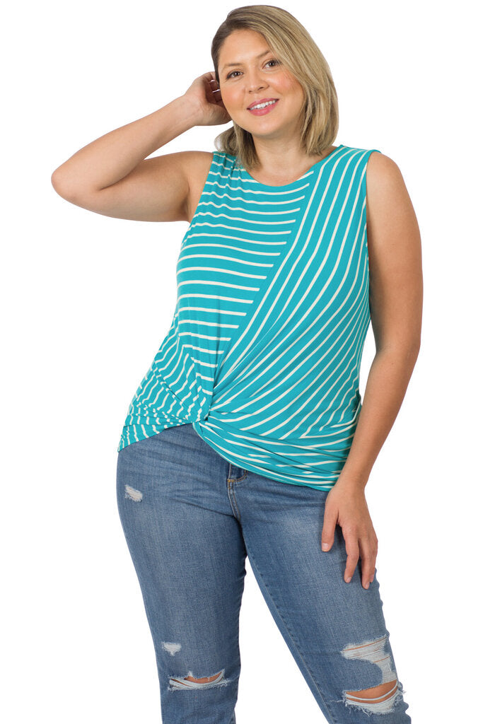 Striped front knot tank 1X