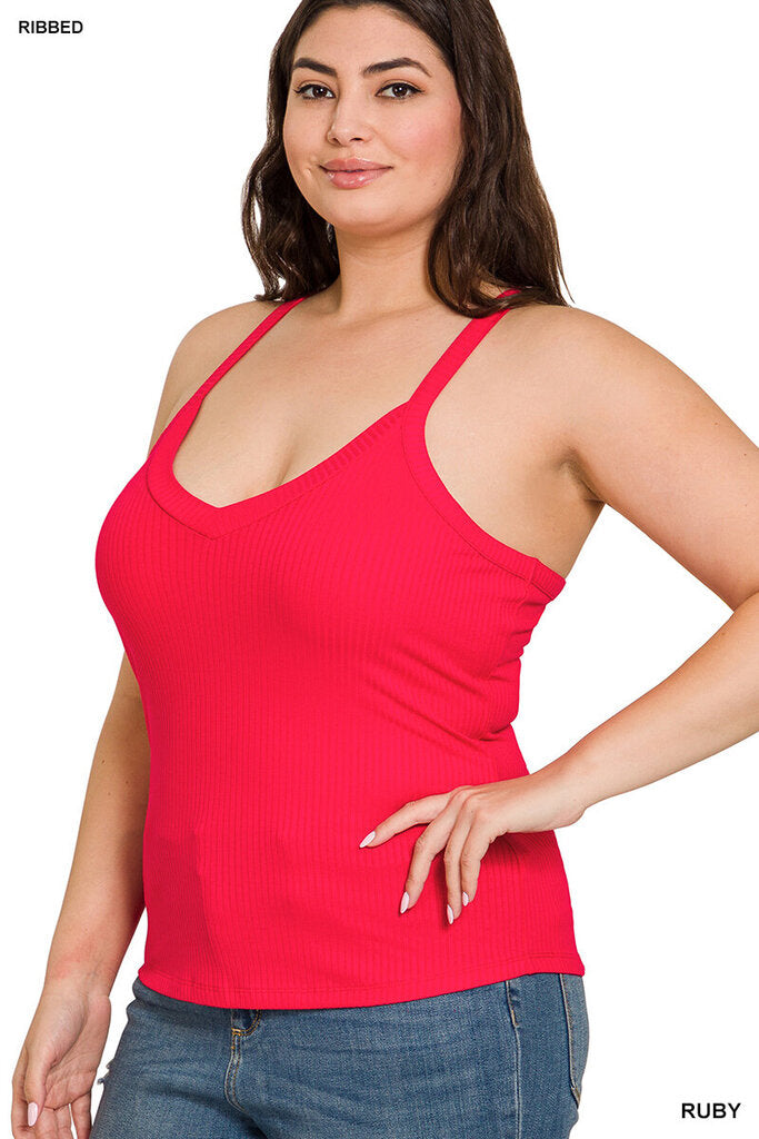 Ribbed crop cami 2X