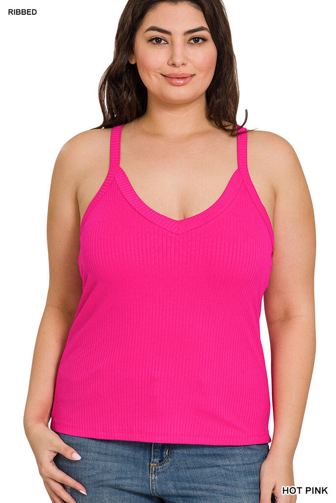 Ribbed crop cami 3x