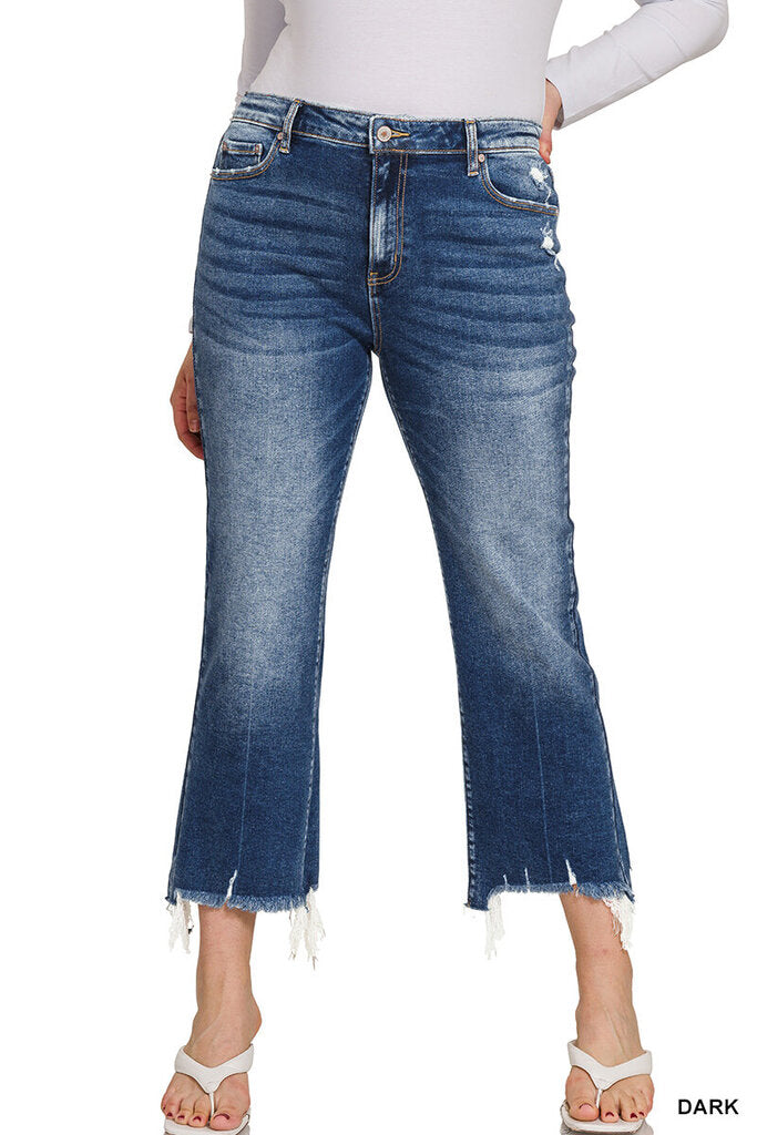 Cropped flare denim pant Size 34