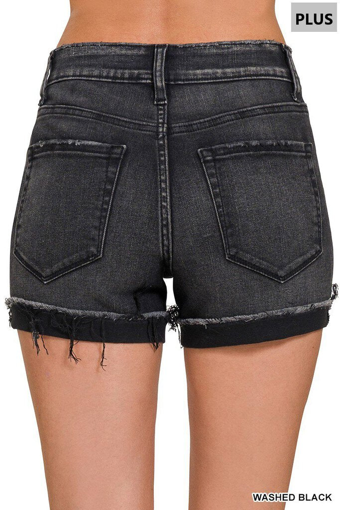 Cuffed hem denim shorts 1X