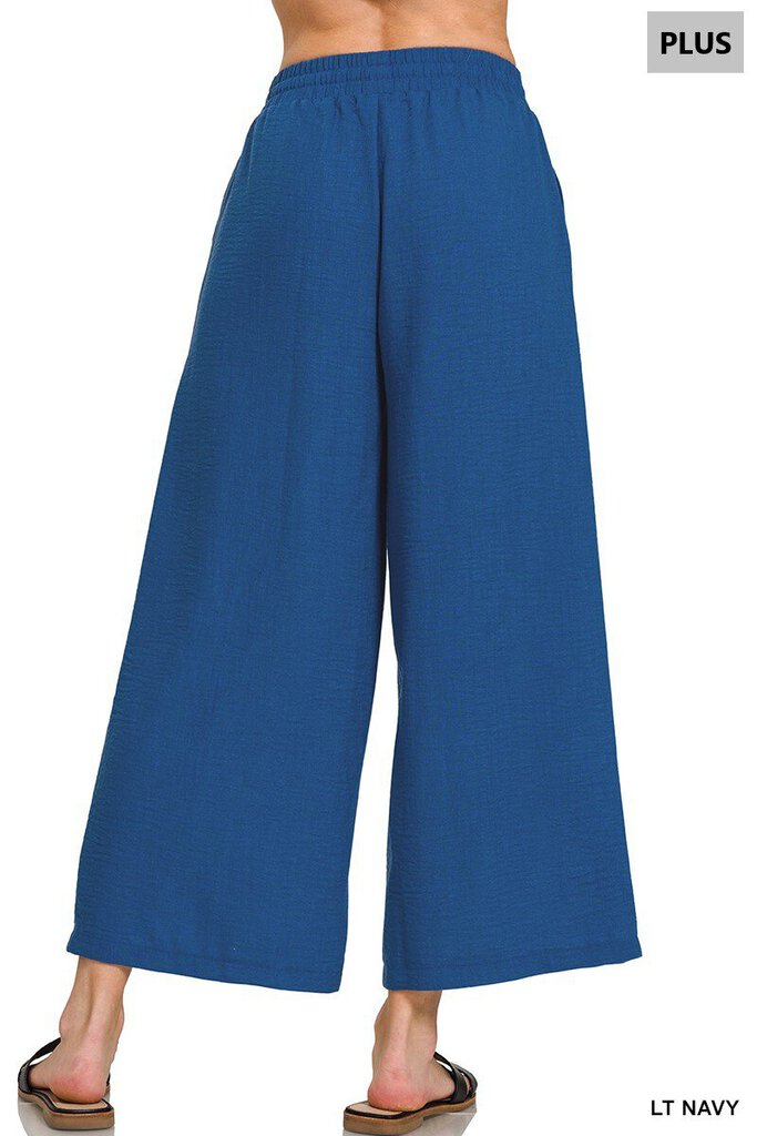 Drawstring woven cropped pants 3X