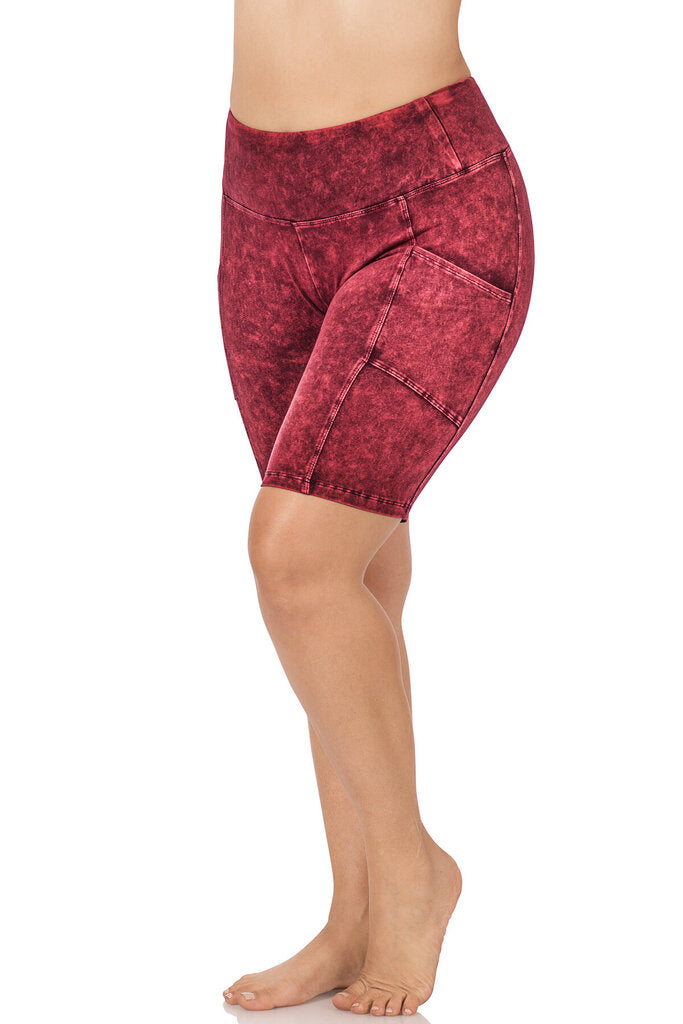 Mineral wash pocket biker shorts 3X