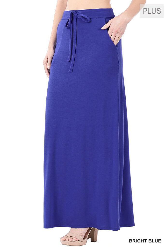 Drawstring with pockets maxi skirt 3X