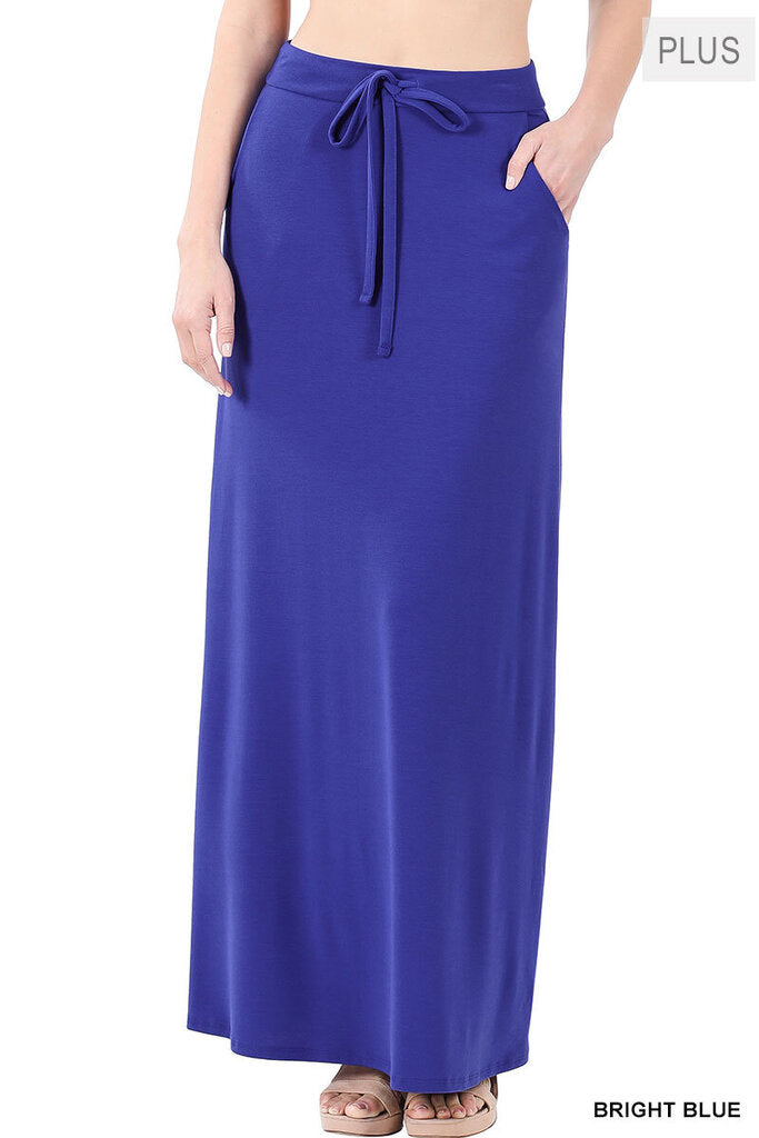 Drawstring with pockets maxi skirt 3X