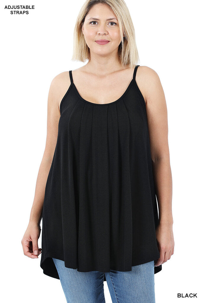 Pleated adjustable straps tank 1X