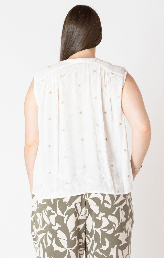 Front button embroidered blouse 2X