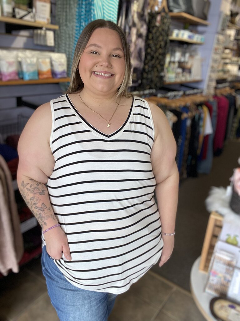 Stripe v-neck tank 3X
