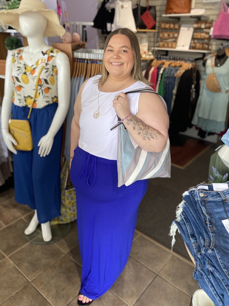 Drawstring with pockets maxi skirt 3X