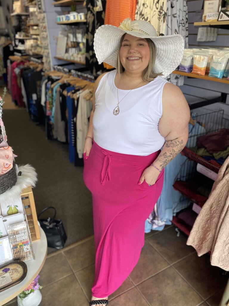 Drawstring with pockets maxi skirt 1X