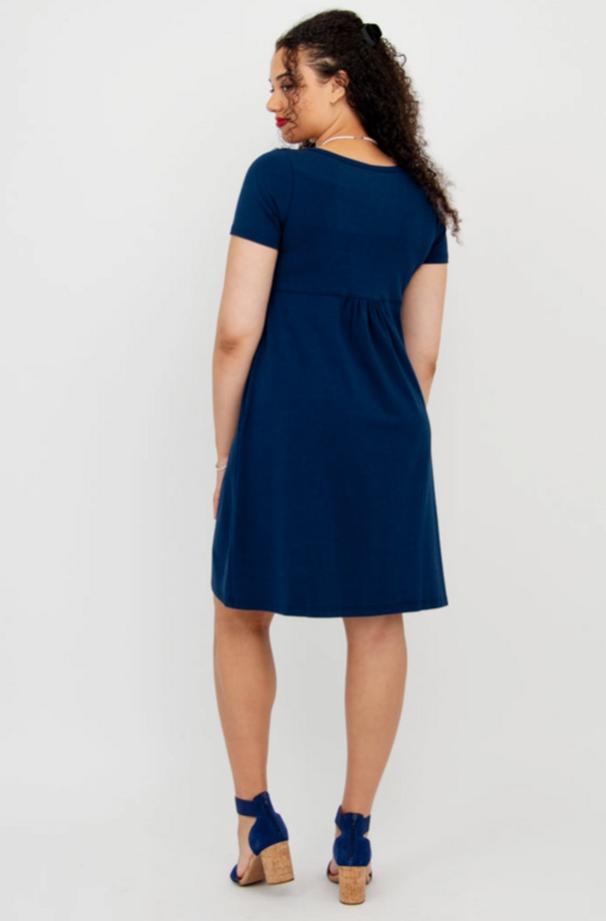 Nelly Short Sleeve Dress, Indigo, Bamboo 2X