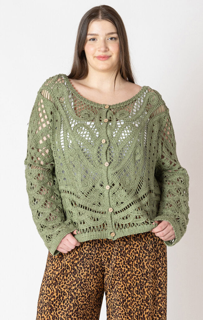 Button back crochet top 1X