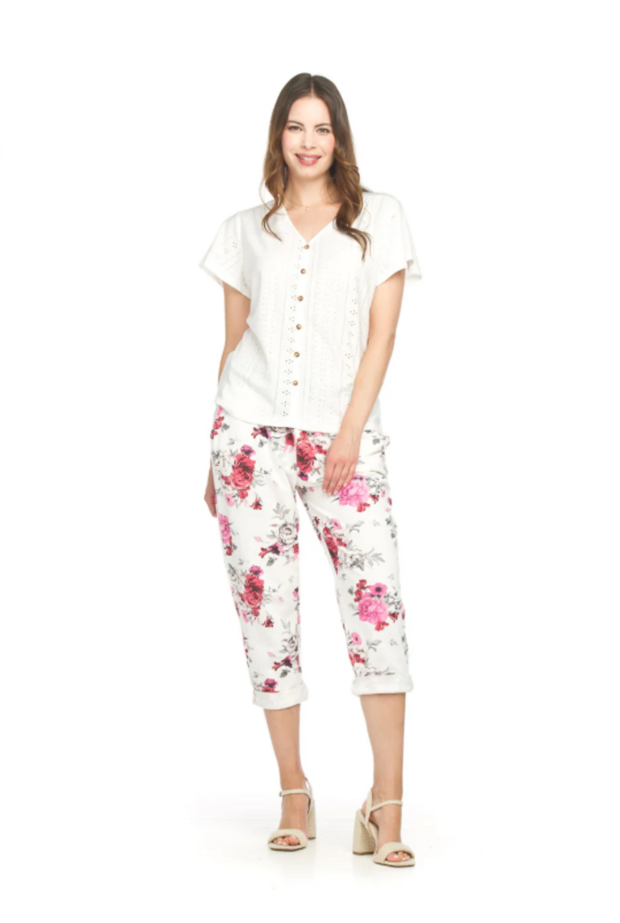 Jill White button detail top XL