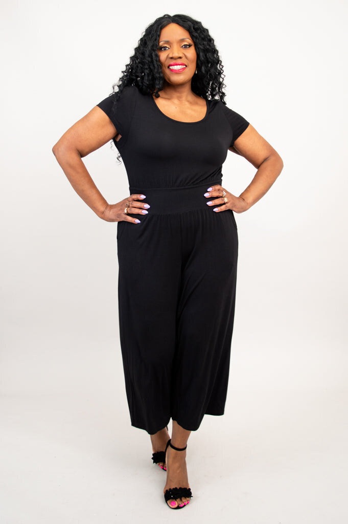 Julie Jumpsuit, Black, Bamboo Large