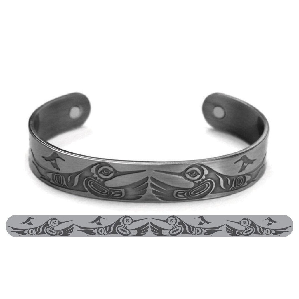 Brushed Silver Bracelet - Hummingbirds by Paul Windsor