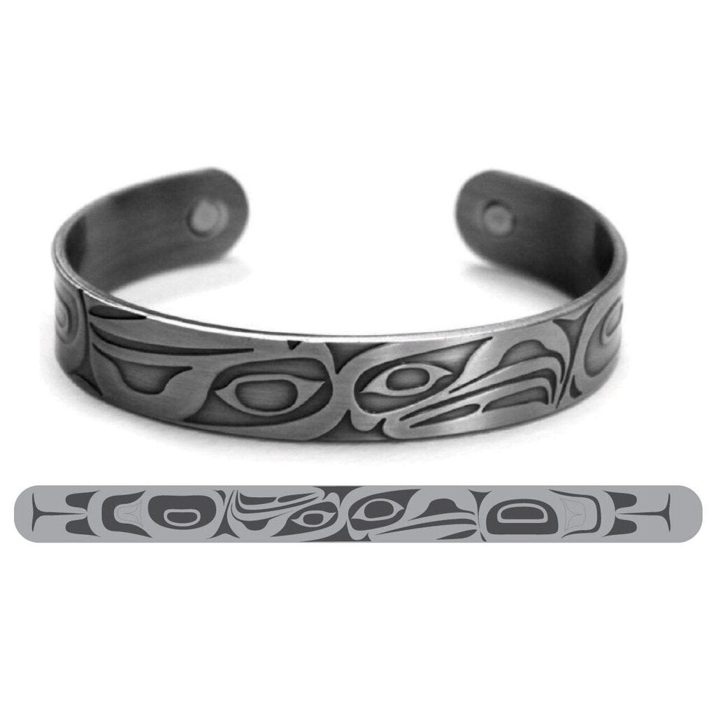 Brushed Silver Bracelet - Eagle Raven by Corey W. Moraes