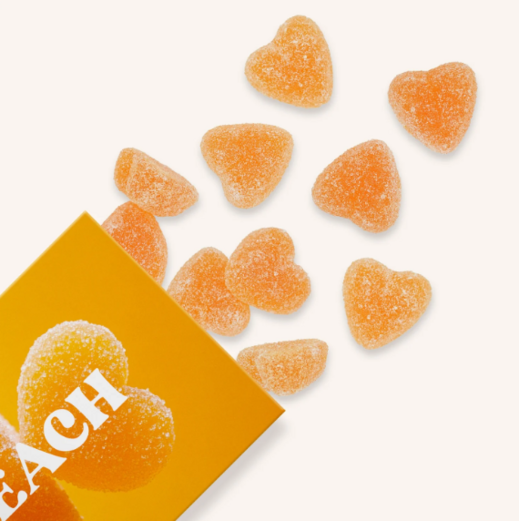 Peach Bellini Gummies, Chewy Candies, Alcohol-Free