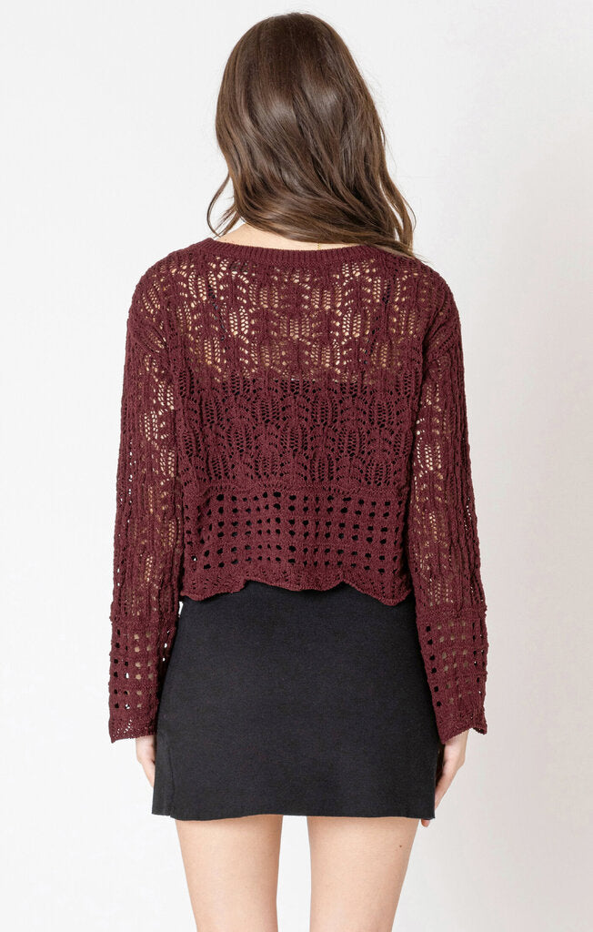 Open stitch wavy hem sweater 2X