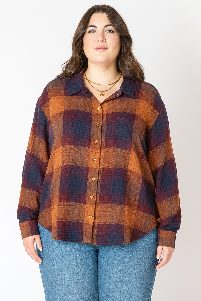 Textured Plaid Shirt 2X