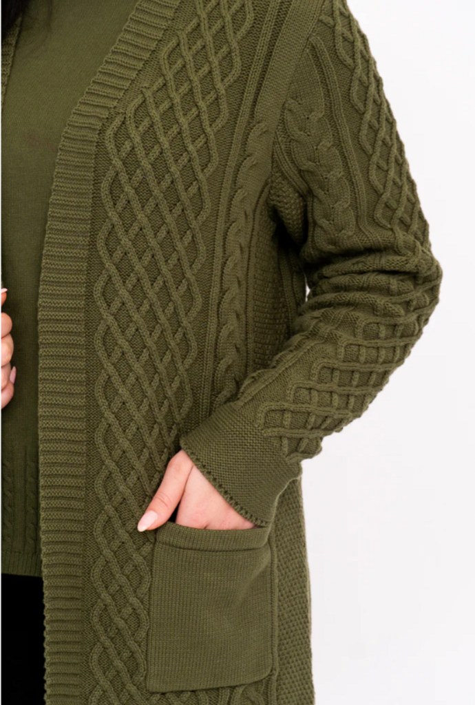 Jenny Cardigan, Khaki, Cotton 2x