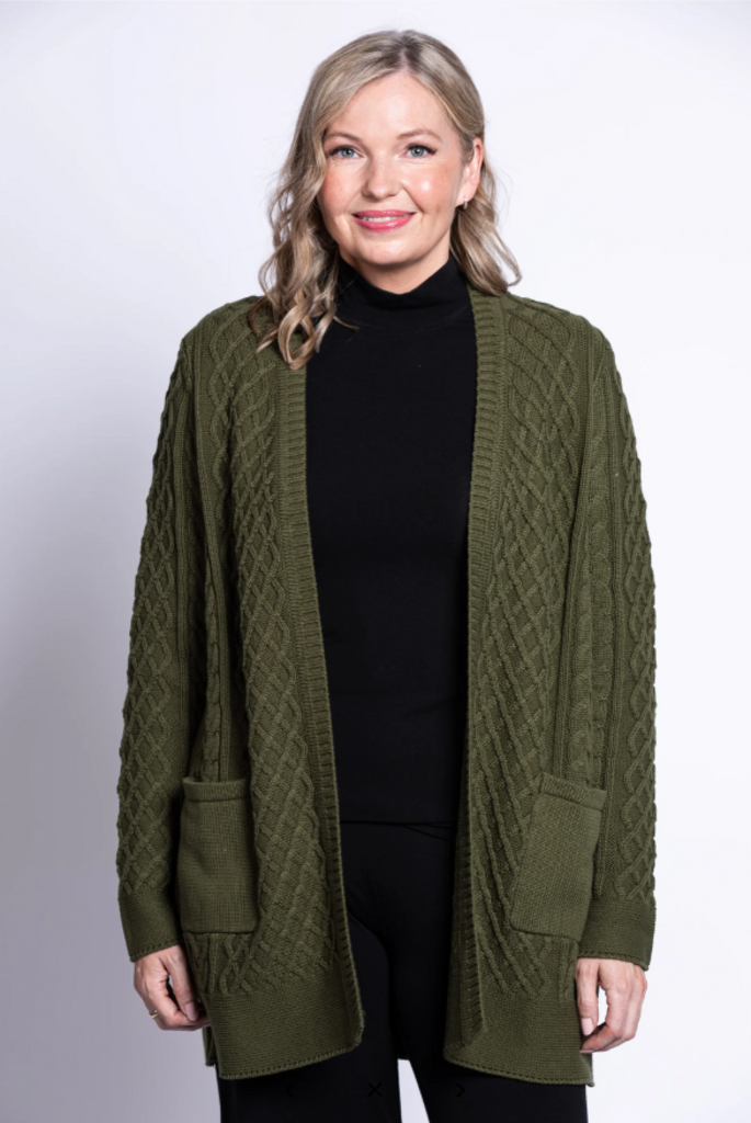 Jenny Cardigan, Khaki, Cotton 2x