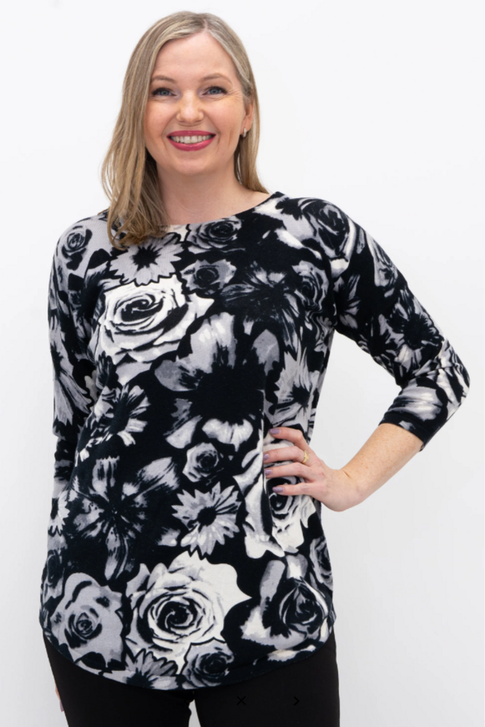 Tina Sweater, Black Rose, Bamboo Cotton 2X