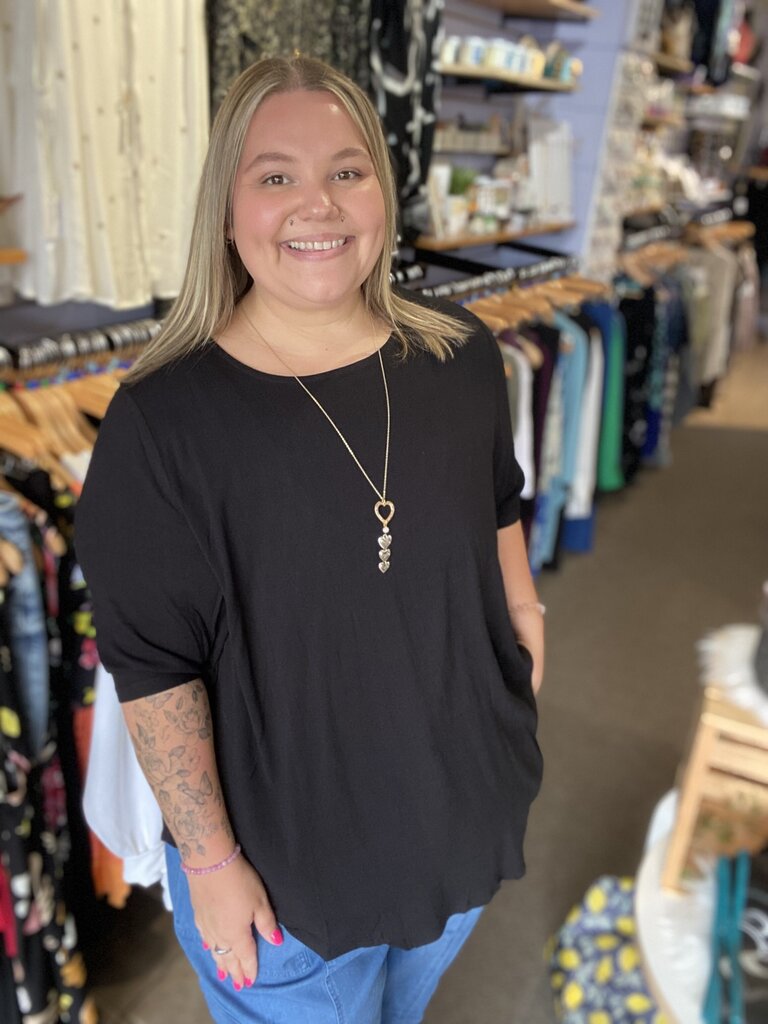Liza Top, Black, Linen Bamboo 1x