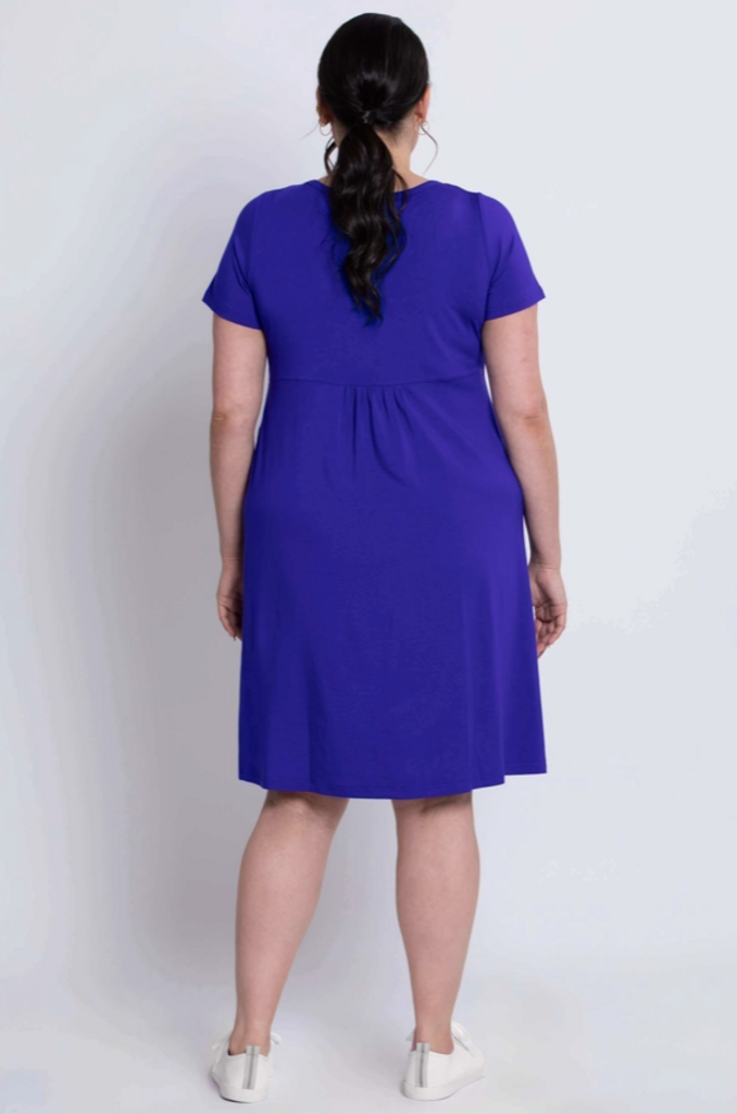 Nelly Short Sleeve Dress, Violet, Bamboo