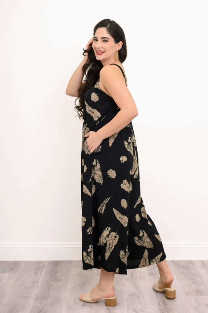 Joanna Jumpsuit, Shadow Leaf, Linen Bamboo
