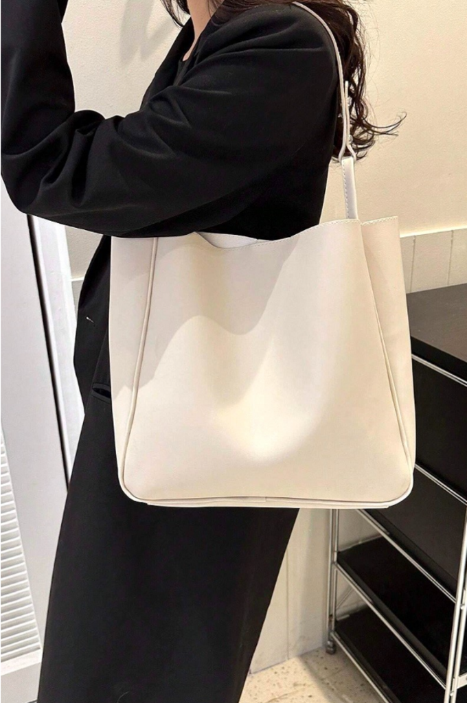 Vegan Leather Shoulder Pouch Bag - Neutral