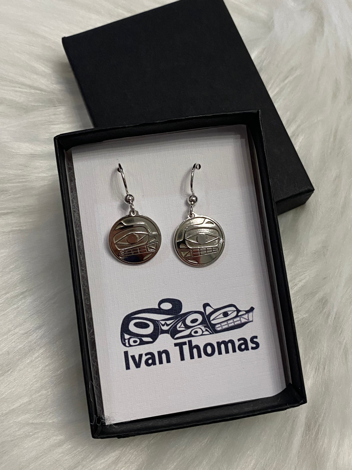 Earrings - Sterling Silver - Drop - Round - Bear - 15mm