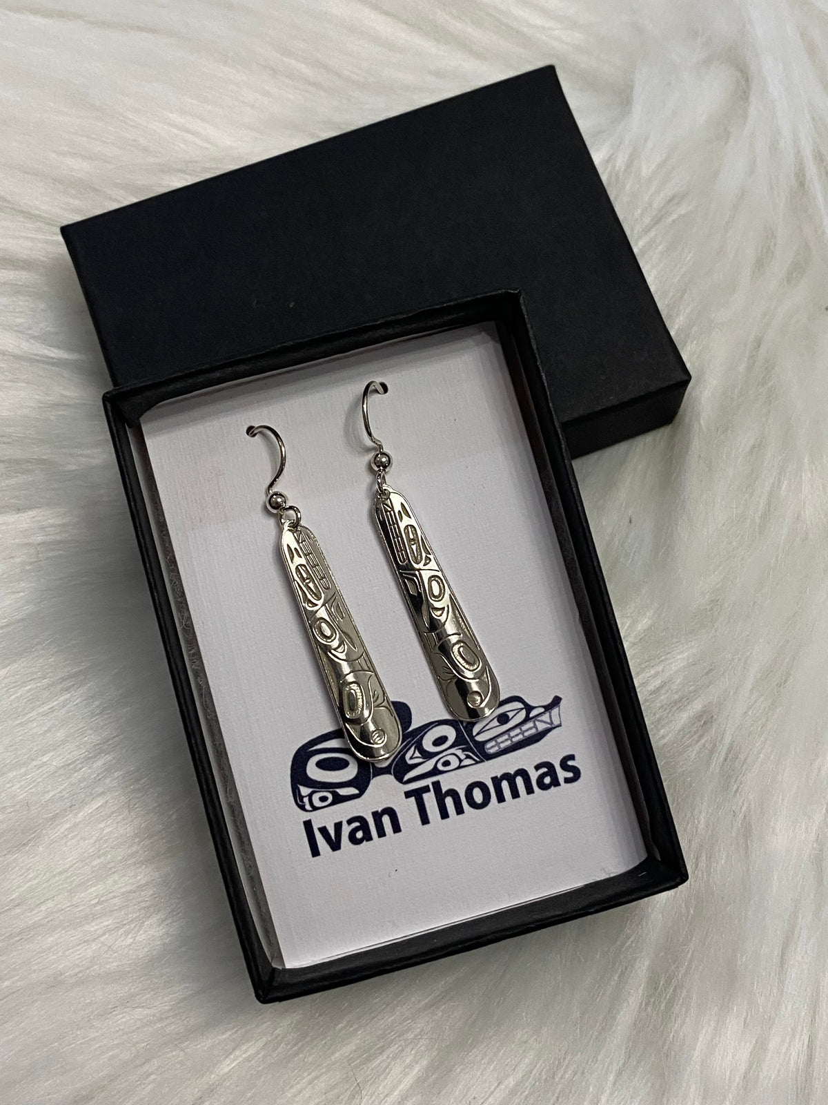 Earrings - Sterling Silver - Drop - Long Teardrop - Wolf - 35mm