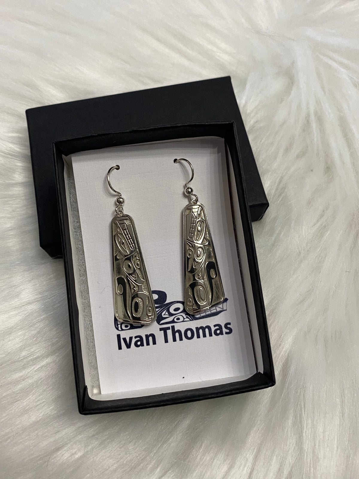 Earrings - Sterling Silver - Drop - Long Triangle - Wolf - 41mm